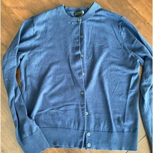 J. Crew Cardigan Sweater L Button Front Navy Blue Stretch Capsule Lightweight